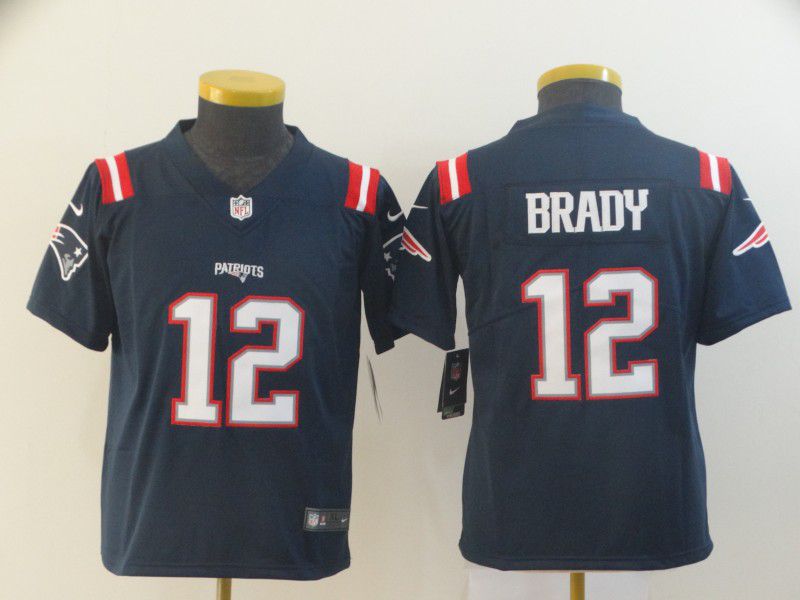 Youth New England Patriots #12 Brady Blue Nike Vapor Untouchable Limited Player NFL Jerseys